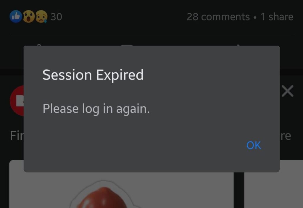 Facebook App Session Expired