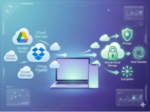 Illustration showing cloud storage alternatives in 2026 including secure and private cloud services replacing Google Drive and Dropbox