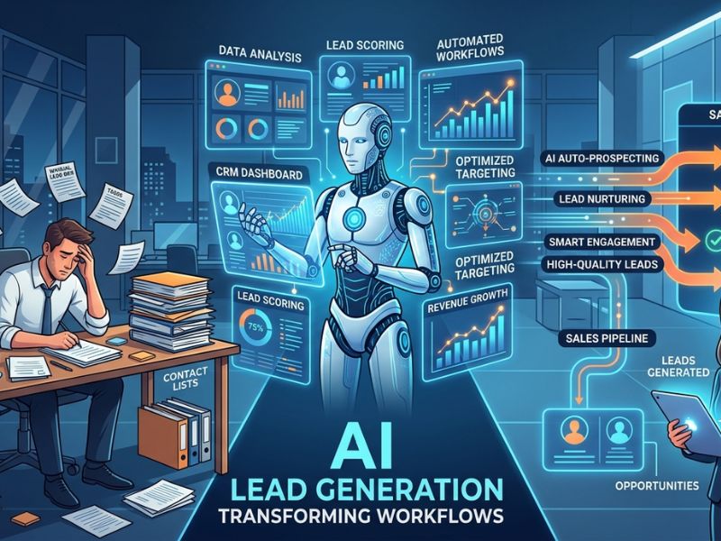 AI lead generation agents automating prospecting, outreach, and CRM workflows in modern sales
