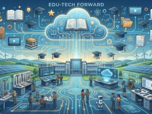 NCEdCloud tools illustration showing students and teachers accessing Canvas, PowerSchool, and digital learning resources through a secure cloud platform