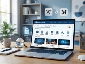 PushWiki.com review showing website categories, trust rating, features, and comparison with other knowledge platforms in 2026