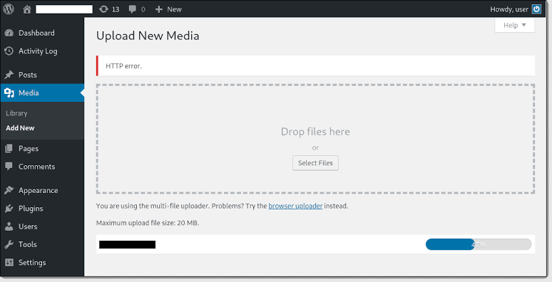 HTTP Error When Uploading Images