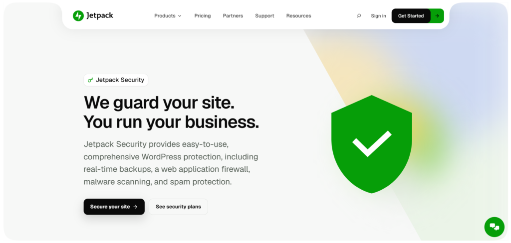 Jetpack Security dashboard showing website backups and malware scan results