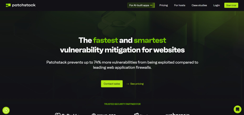 Patchstack dashboard showing WordPress plugin and theme vulnerability alerts