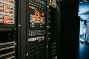 Illuminated data center server racks representing Google Cloud AI infrastructure investment in 2026
