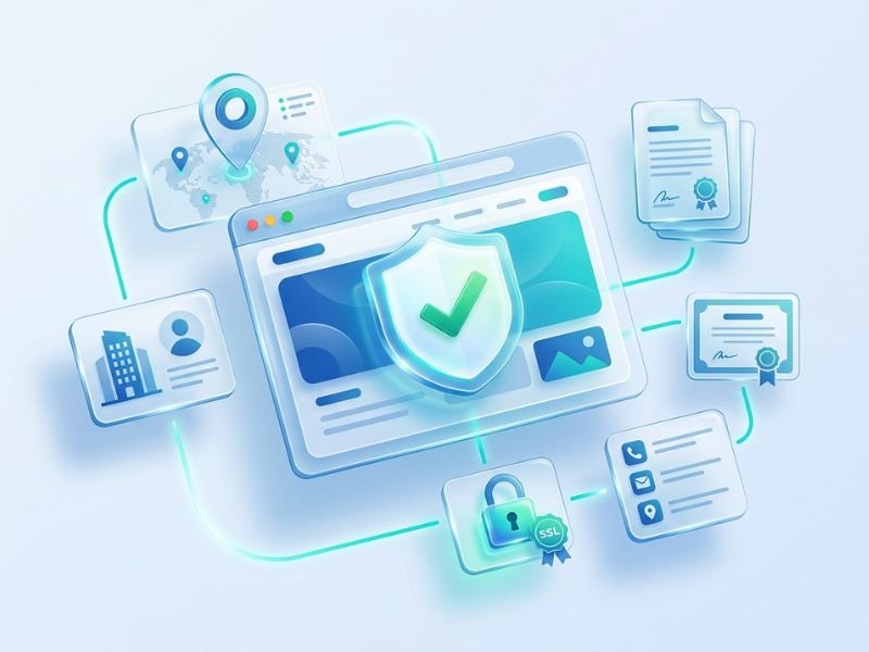 Official company website verification using business identity, company registration, contact details, and domain evidence.